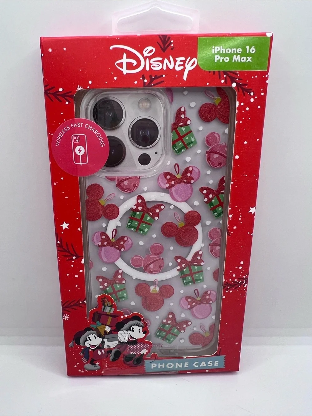 NIB Disney Mickey Minnie Mouse Christmas Case iPhone 16 Pro Max Glitter Holiday